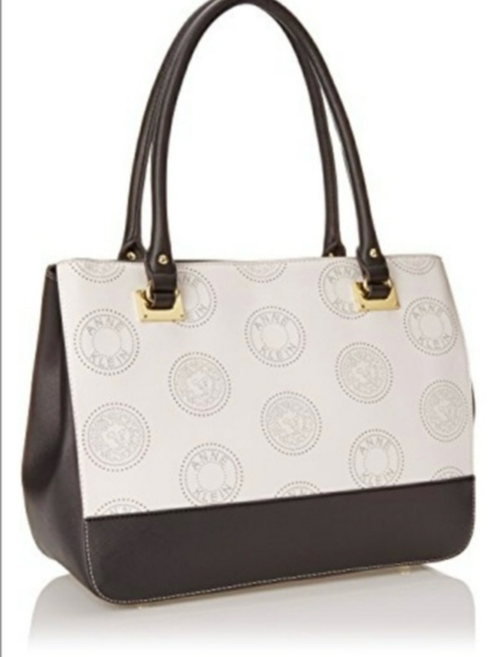 Anne Klein Black & White Perforated Logo Handbag NWT $95